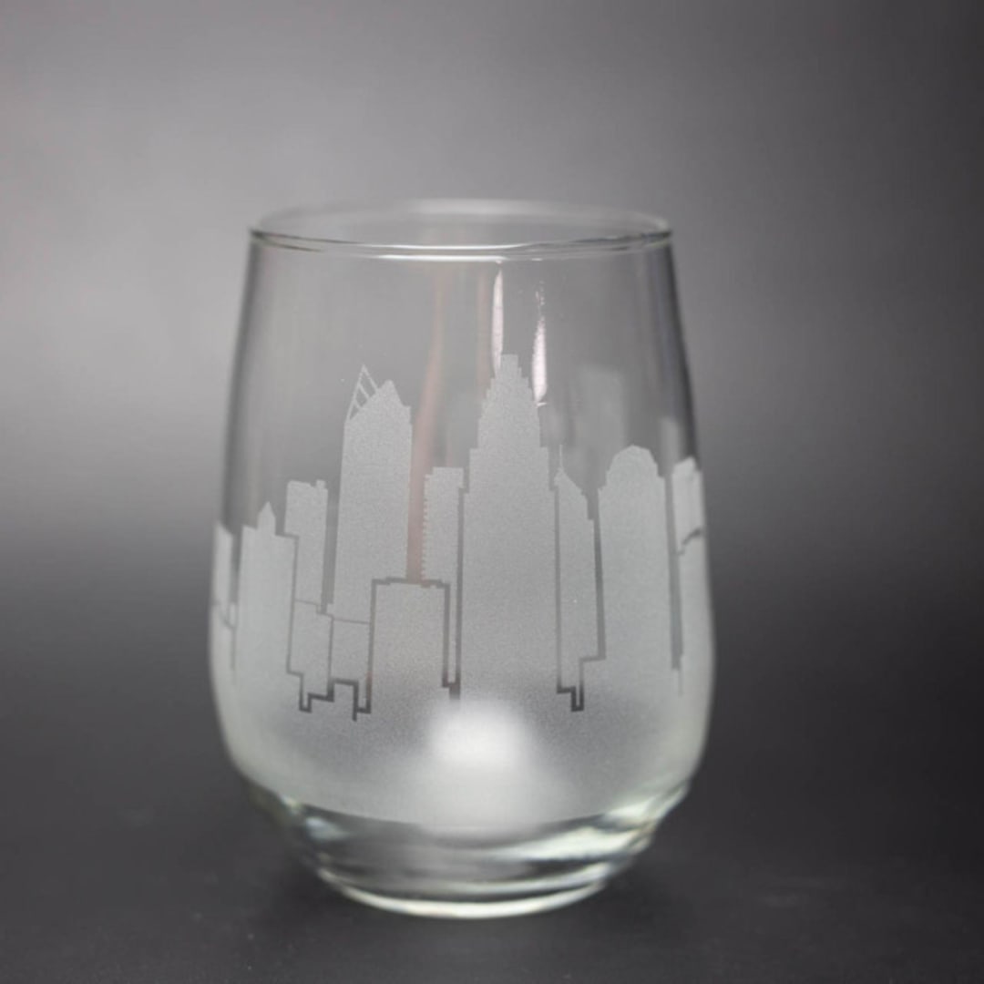 "Charlotte, North Carolina Skyline Stemless Wine Glass" - Drinkware in clear by stephanie miller 1