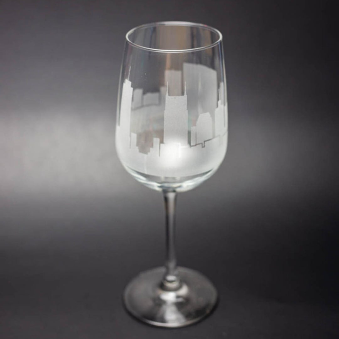"Nashville, Tennessee Skyline Wine Glass" - Drinkware in clear by stephanie miller 1