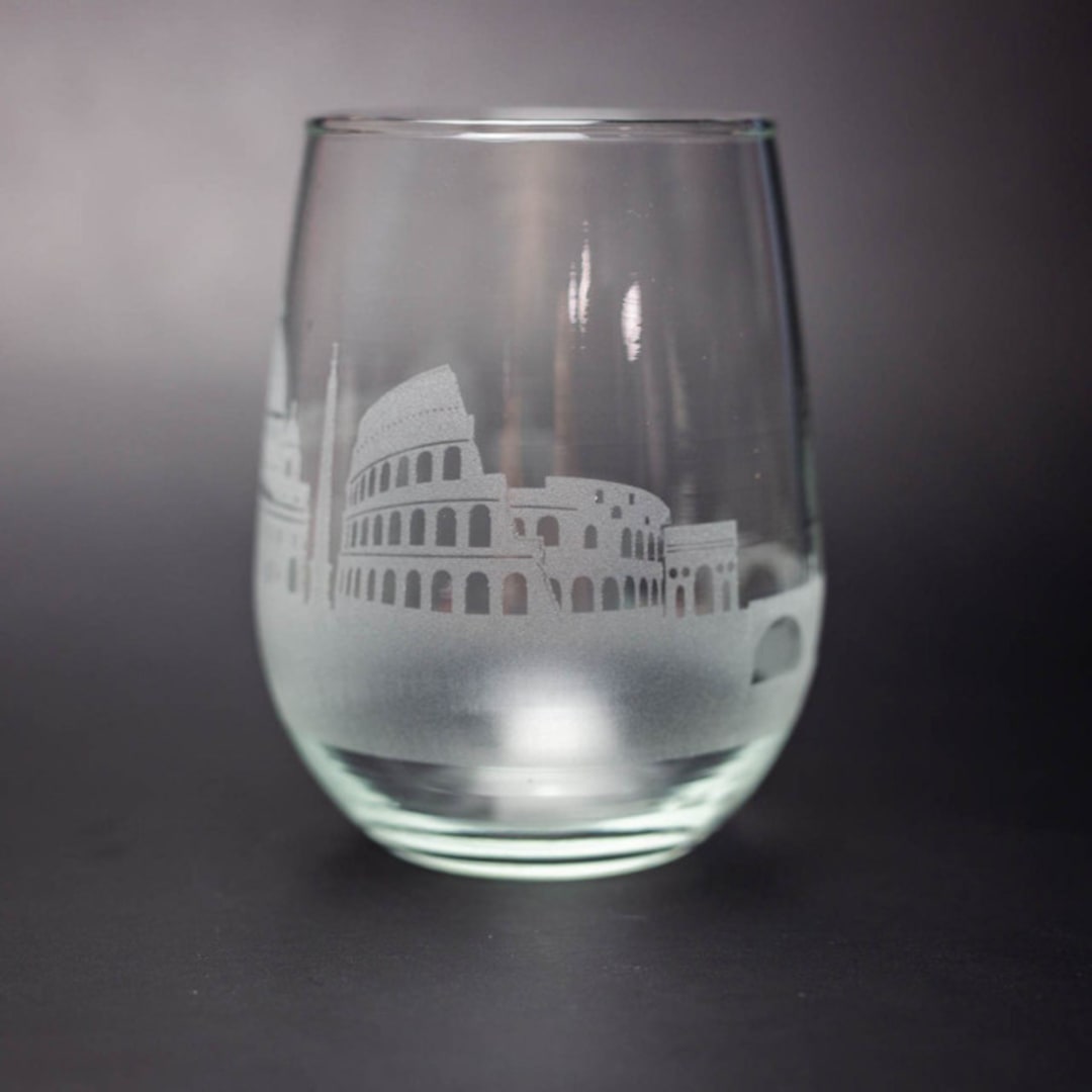 "Rome, Italy Skyline Stemless Wine Glass" - Drinkware in clear by stephanie miller 1