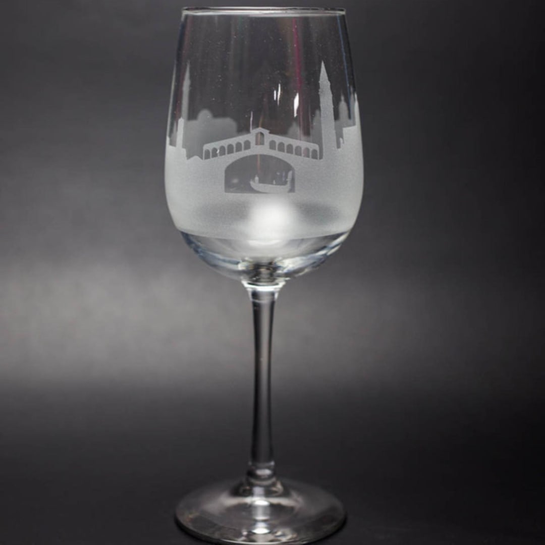 "Venice, Italy Skyline Wine Glass" - Drinkware in clear by stephanie miller 1
