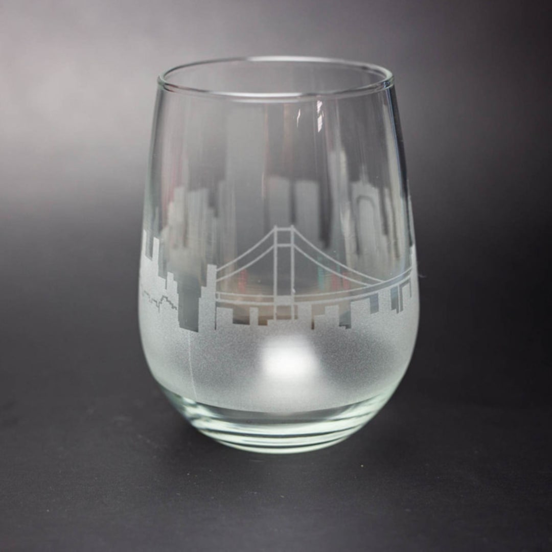 "San Francisco, California Skyline Stemless Wine Glass" - Drinkware in clear by stephanie miller 1