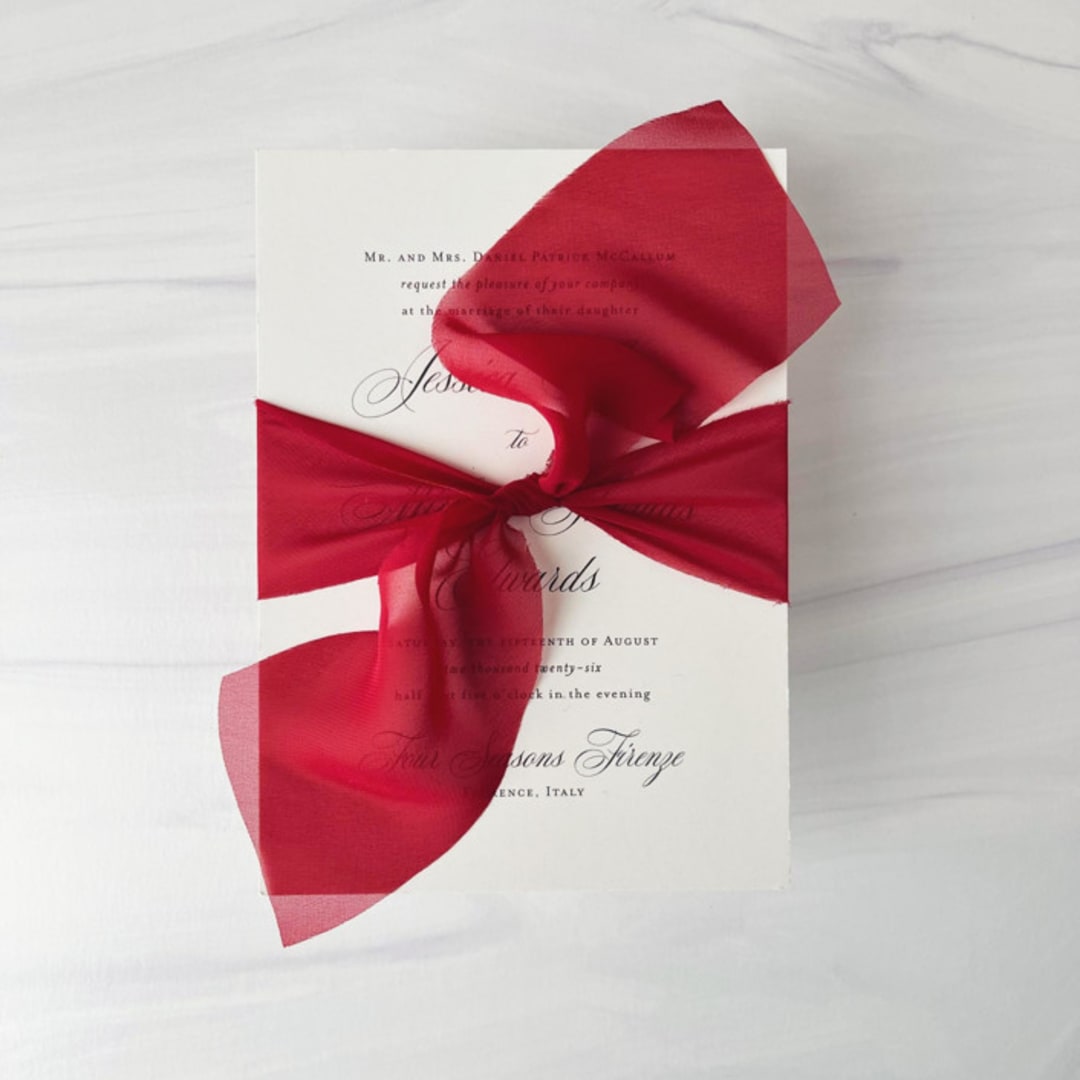 "2" Signature Sheer - Red" - Ribbons in red by Honey Silks Co