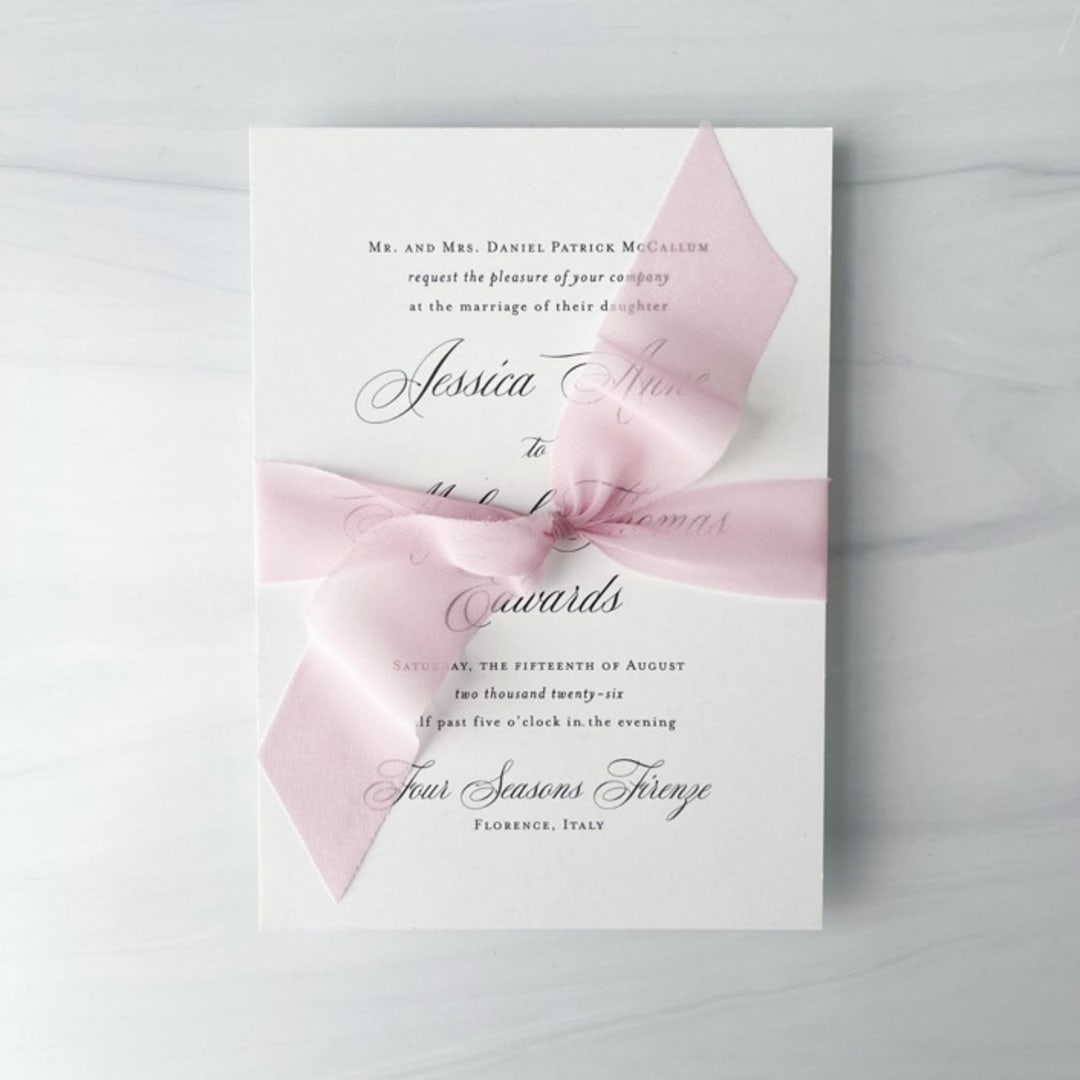 "Signature Sheer Invitation Ribbon - Softest Pink" - Ribbons in pink by Honey Silks Co