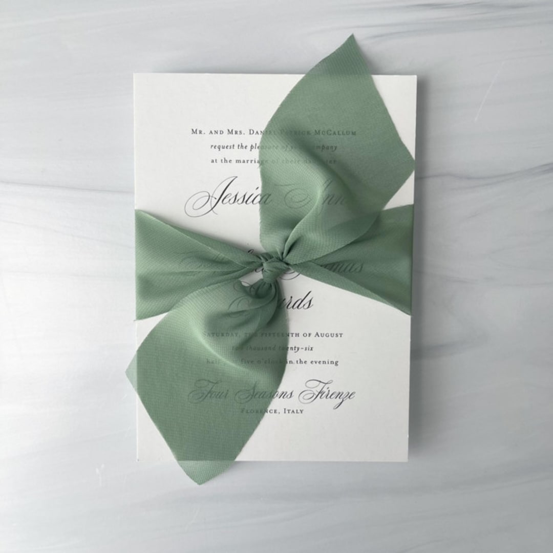 "2" Signature Sheer Ribbon - Fern" - Ribbons in green by Honey Silks Co