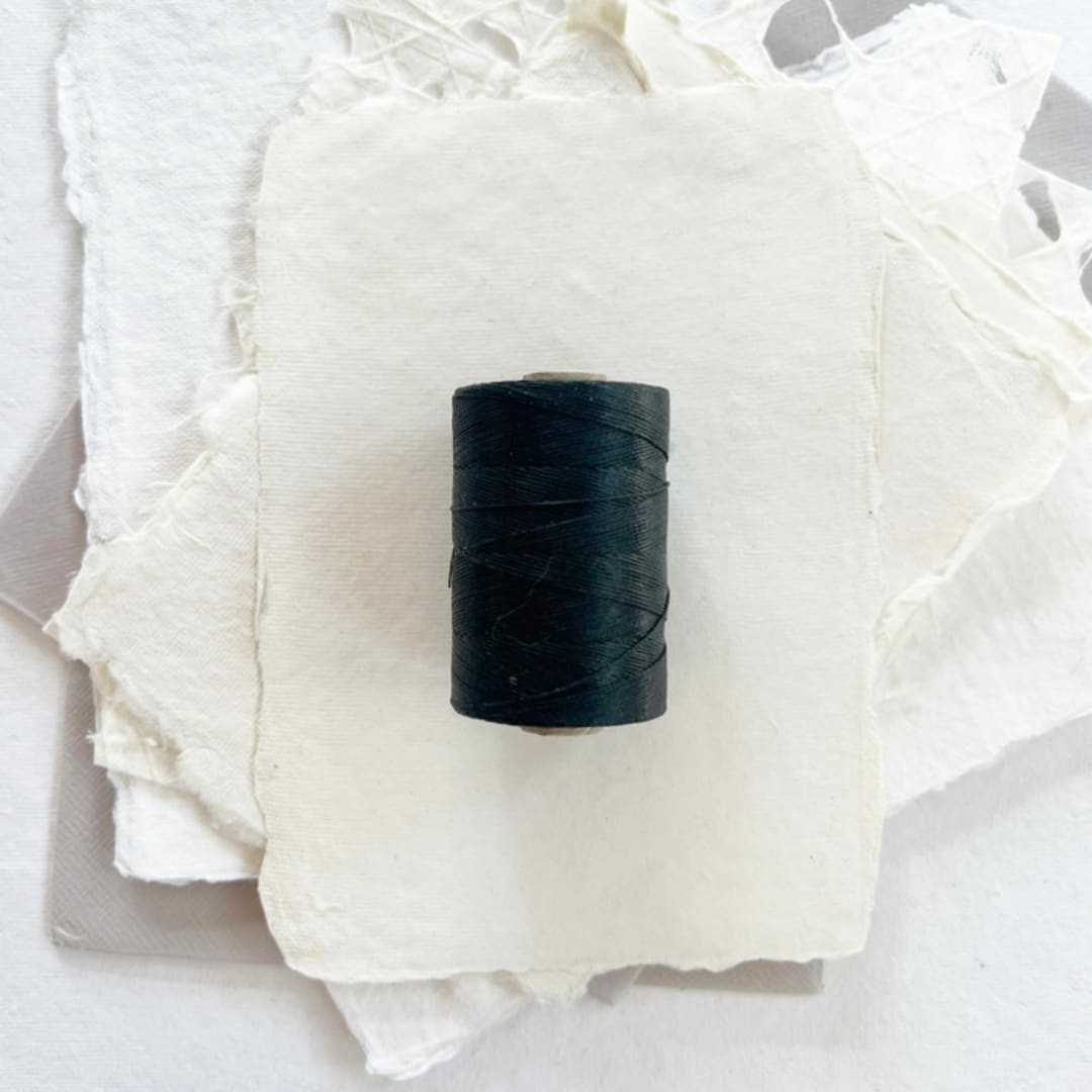 "Black Waxed Linen Twine, 2-Ply" - Ribbons in black by Jenny Sanders