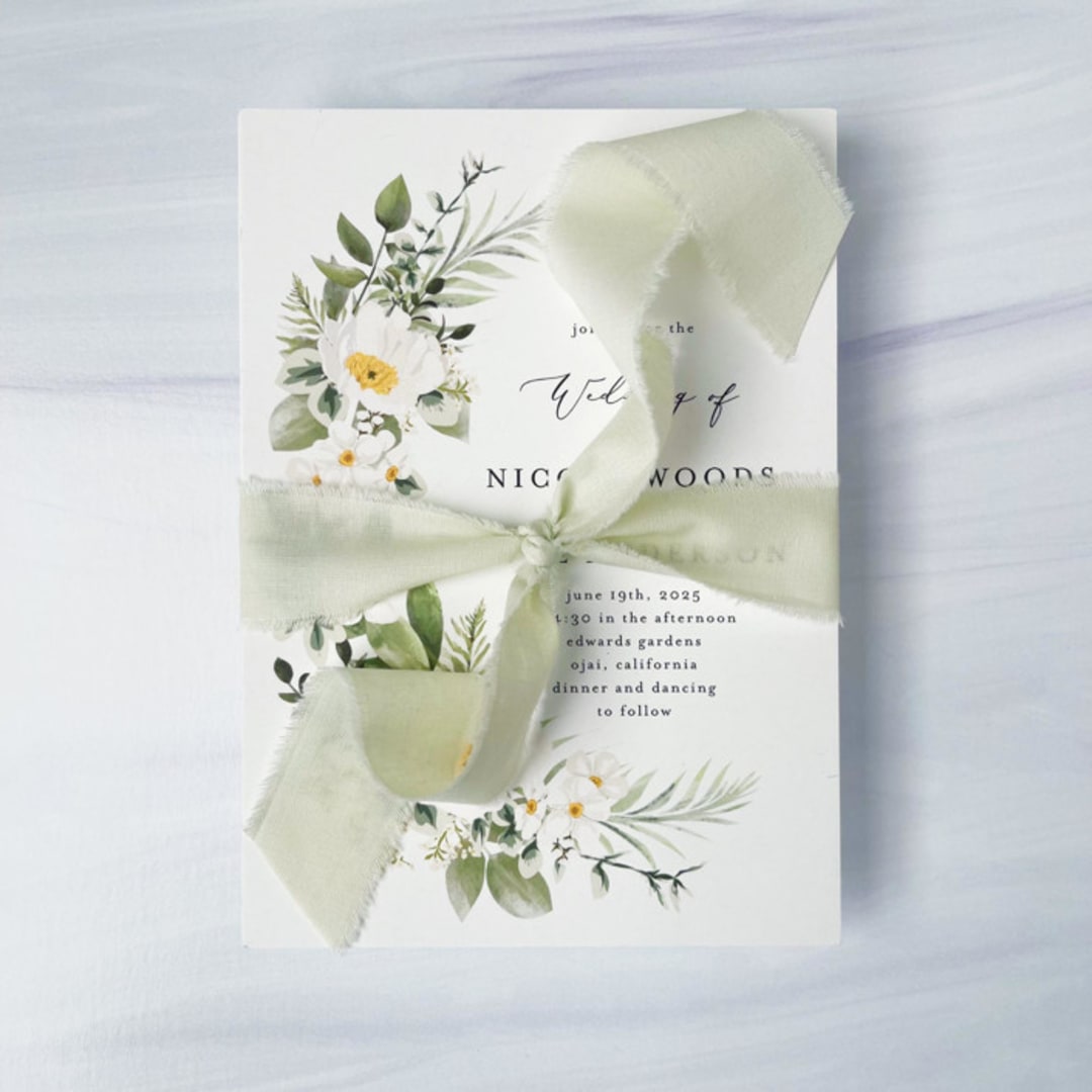 "1" Cotton Ribbon - Whispering Sage" - Ribbons in green by Honey Silks Co