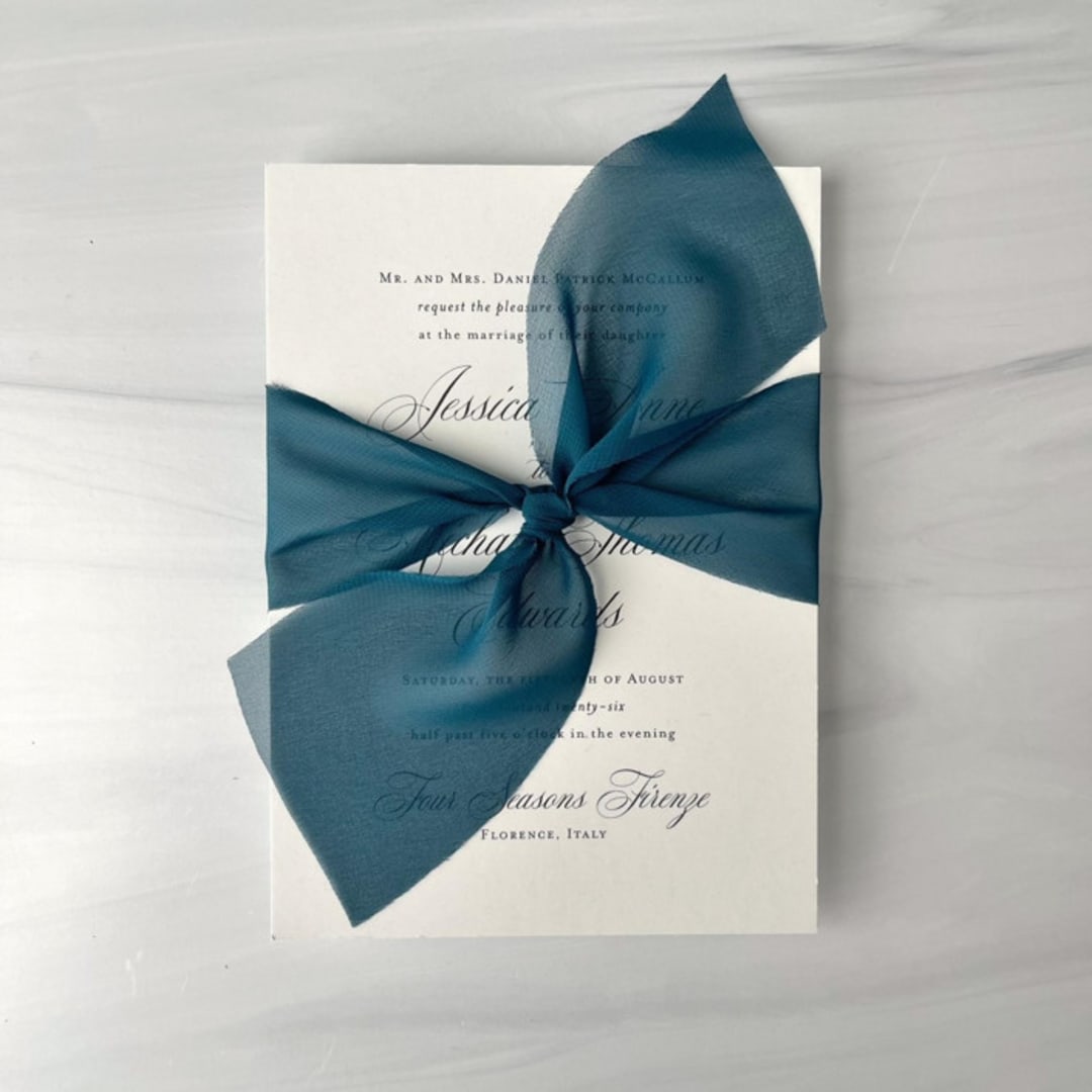 "2" Signature Sheer Ribbon - Deep Teal" - Ribbons in blue by Honey Silks Co