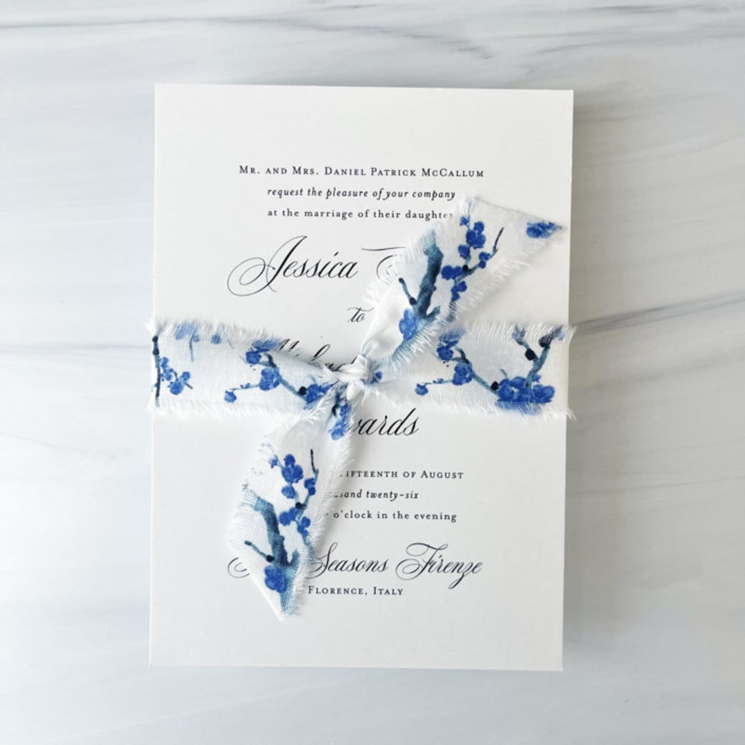 "1" Cotton Ribbon - Blue Blossom" - Ribbons in blue by Honey Silks Co