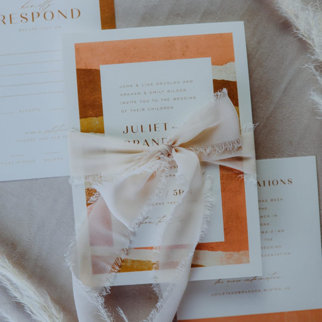 "Wedding Ribbon Chiffon 1.5" Wide Champagne" - Ribbons in beige by Jordan Perry