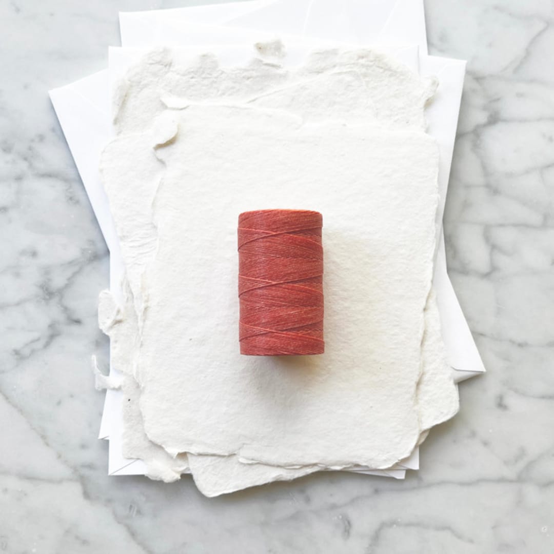 "Coral Waxed Linen Twine, 2-ply" - Ribbons in orange by Jenny Sanders