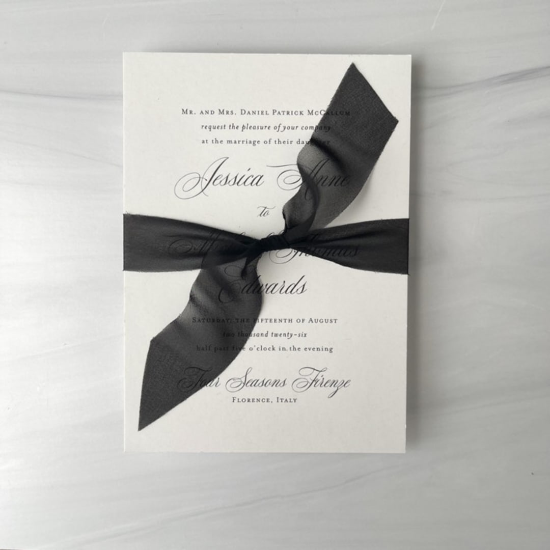 "Signature Sheer Invitation Ribbon - Black" - Ribbons in black by Honey Silks Co
