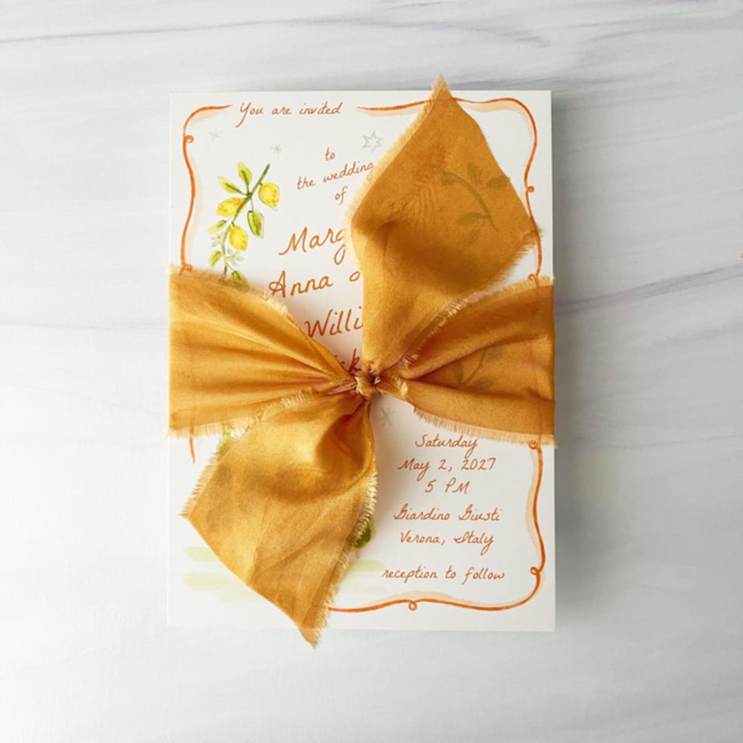 "Heirloom Collection Silk Ribbon - Clementine 2" x 5 yards" - Ribbons in orange by Honey Silks Co