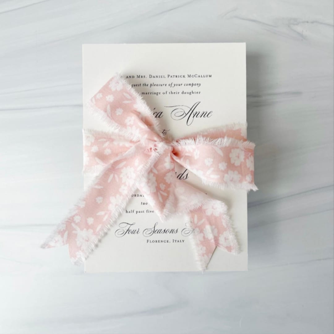 "Cotton Ribbon - Blush Floral 1" x 3 yards" - Ribbons in pink by Honey Silks Co
