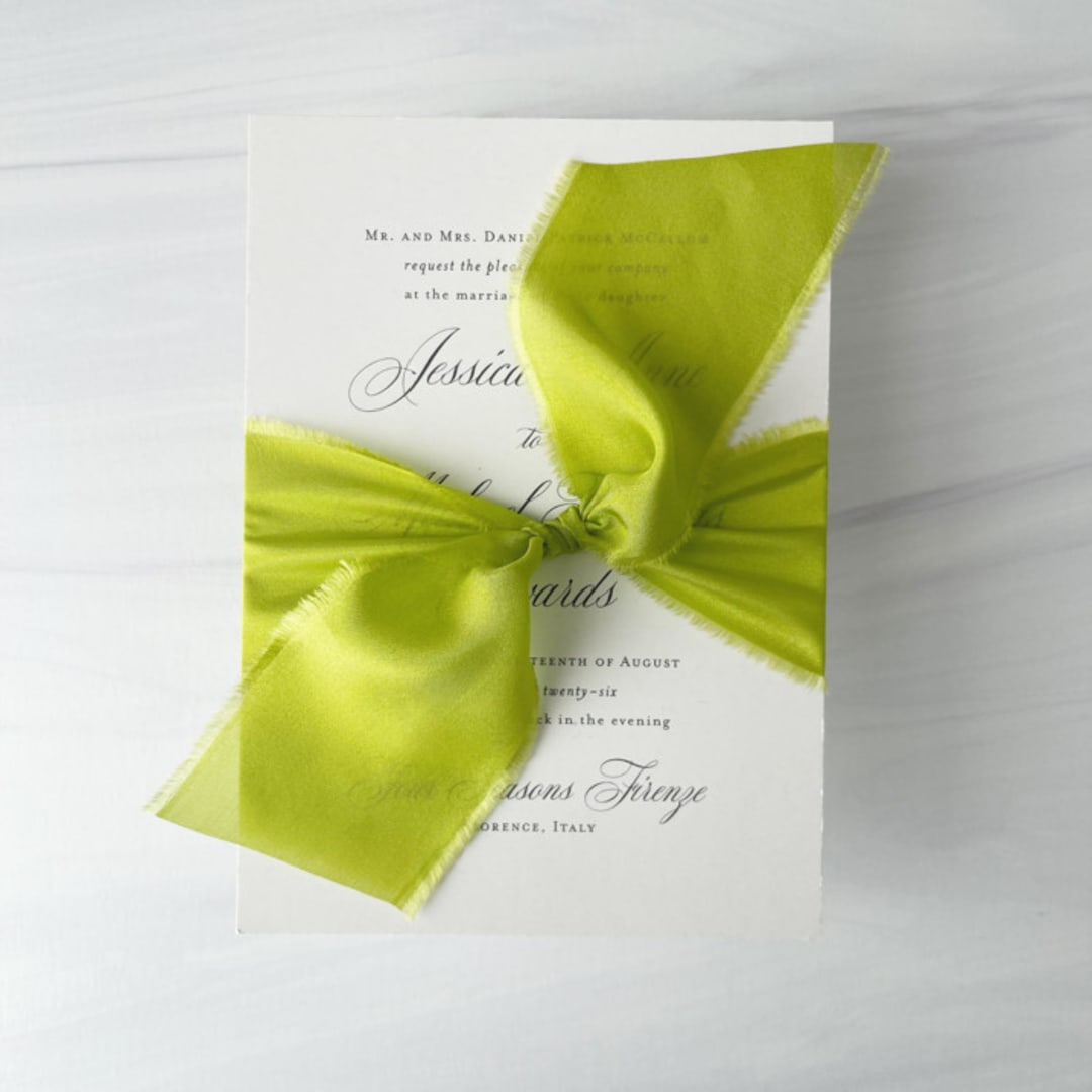 "Heirloom Collection Silk Ribbon - True Chartreuse 2" x 5 yards" - Ribbons in green by Honey Silks Co