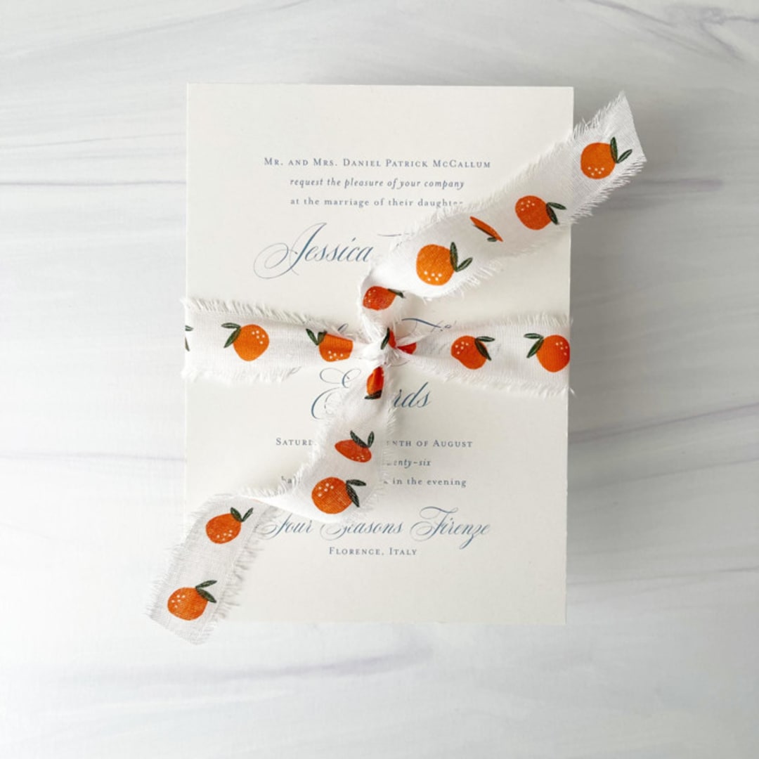 "1" x 5 yards Cotton Ribbon - Persimmon" - Ribbons in orange by Honey Silks Co