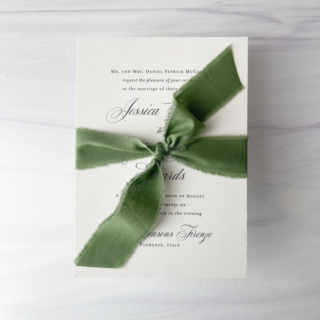 "1" x 5 yards Cotton Ribbon - Fern" - Ribbons in green by Honey Silks Co