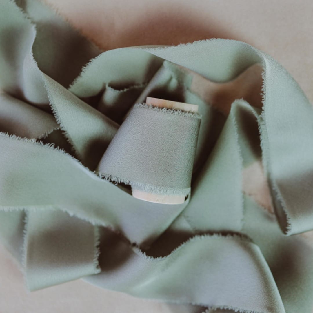 "Wedding Ribbon Sateen 1.5" Wide Sage" - Ribbons in green by Jordan Perry