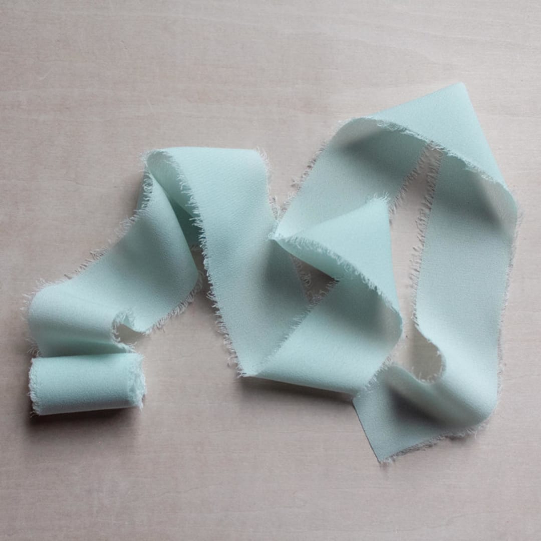 "Silk Ribbon - Mint // 3 yards" - Ribbons in green by Clover and Lamb
