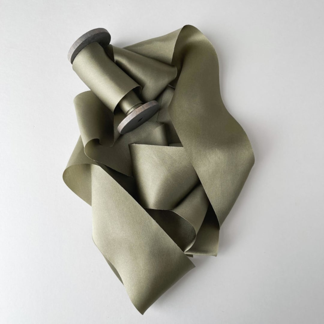 "2" Silk Ribbon - Olive" - Ribbons in green by Honey Silks Co