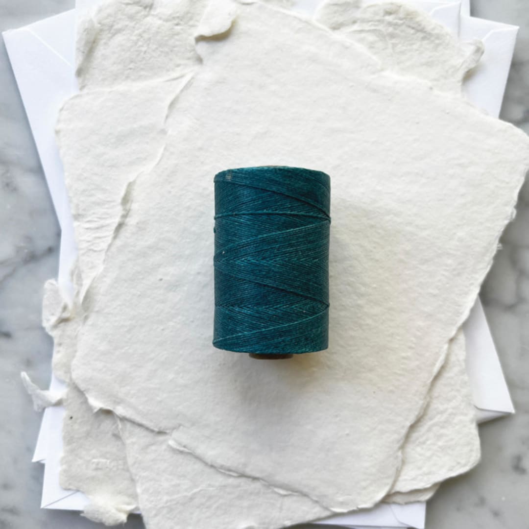 "Peacock Blue Waxed Linen Twine, 2-ply" - Ribbons in blue by Jenny Sanders