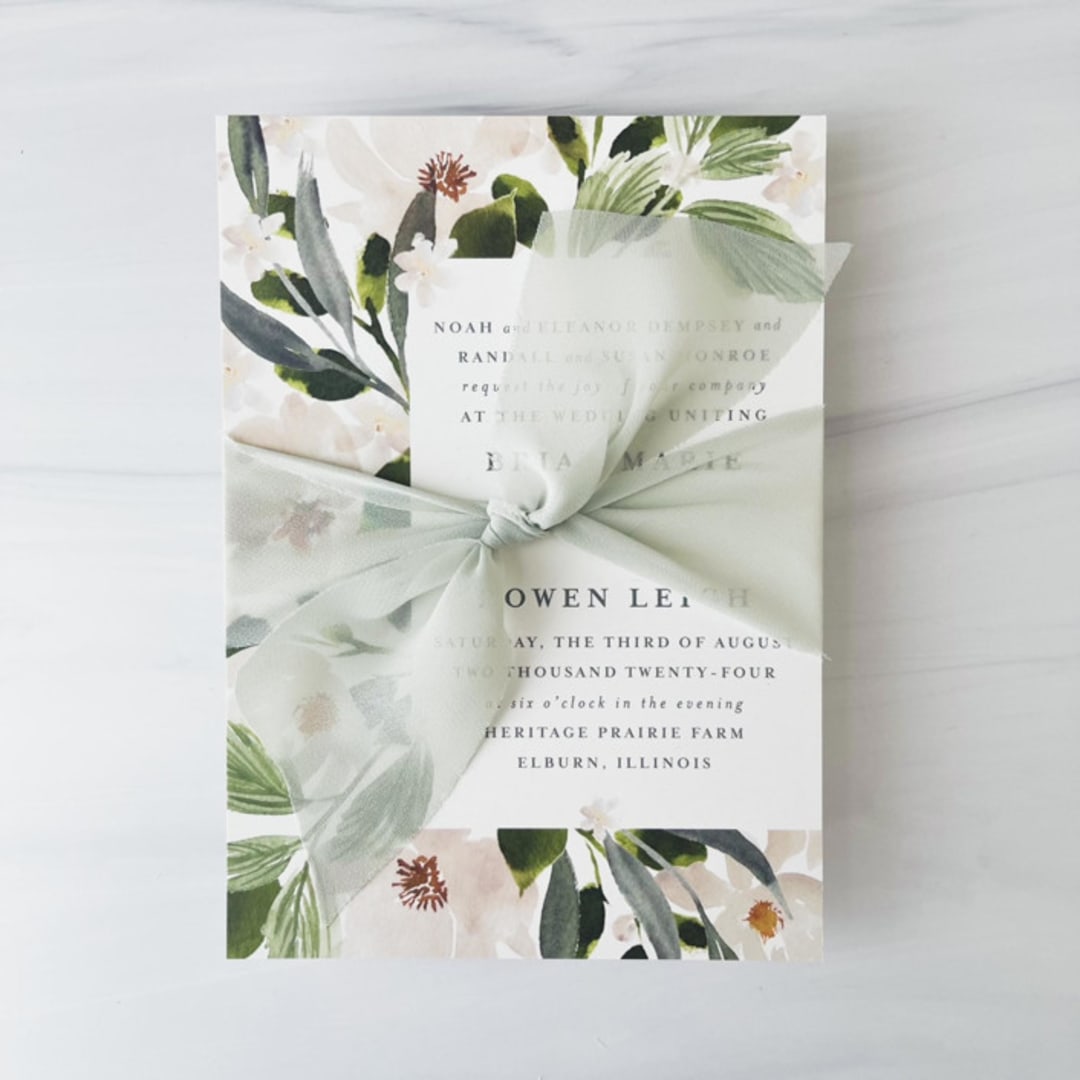 "2" Signature Sheer Ribbon - Pale Sage" - Ribbons in green by Honey Silks Co
