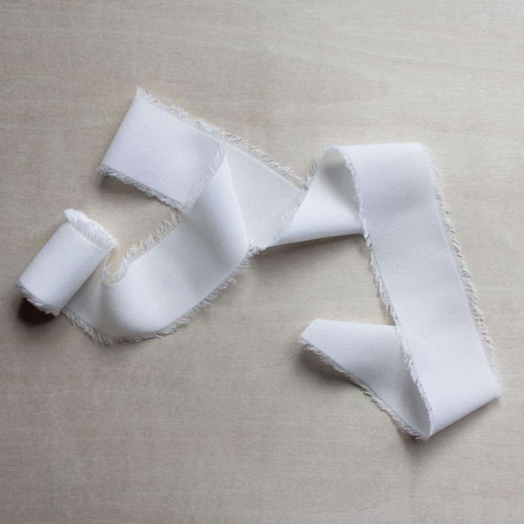 "Silk Ribbon - White // 3 yards" - Ribbons in white by Clover and Lamb