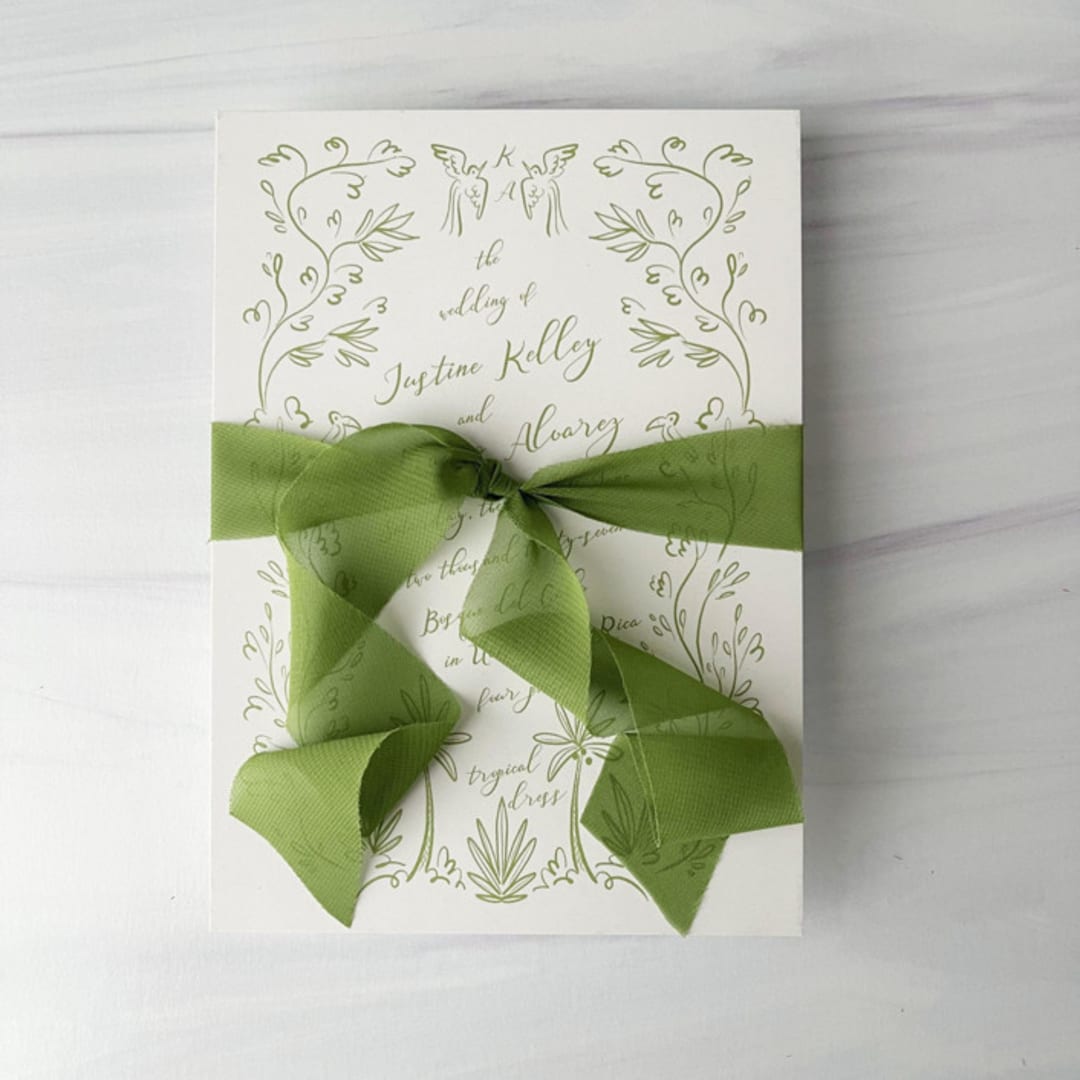 "1" x 5 yards Signature Sheer Ribbon- Deep Chartreuse" - Ribbons in green by Honey Silks Co