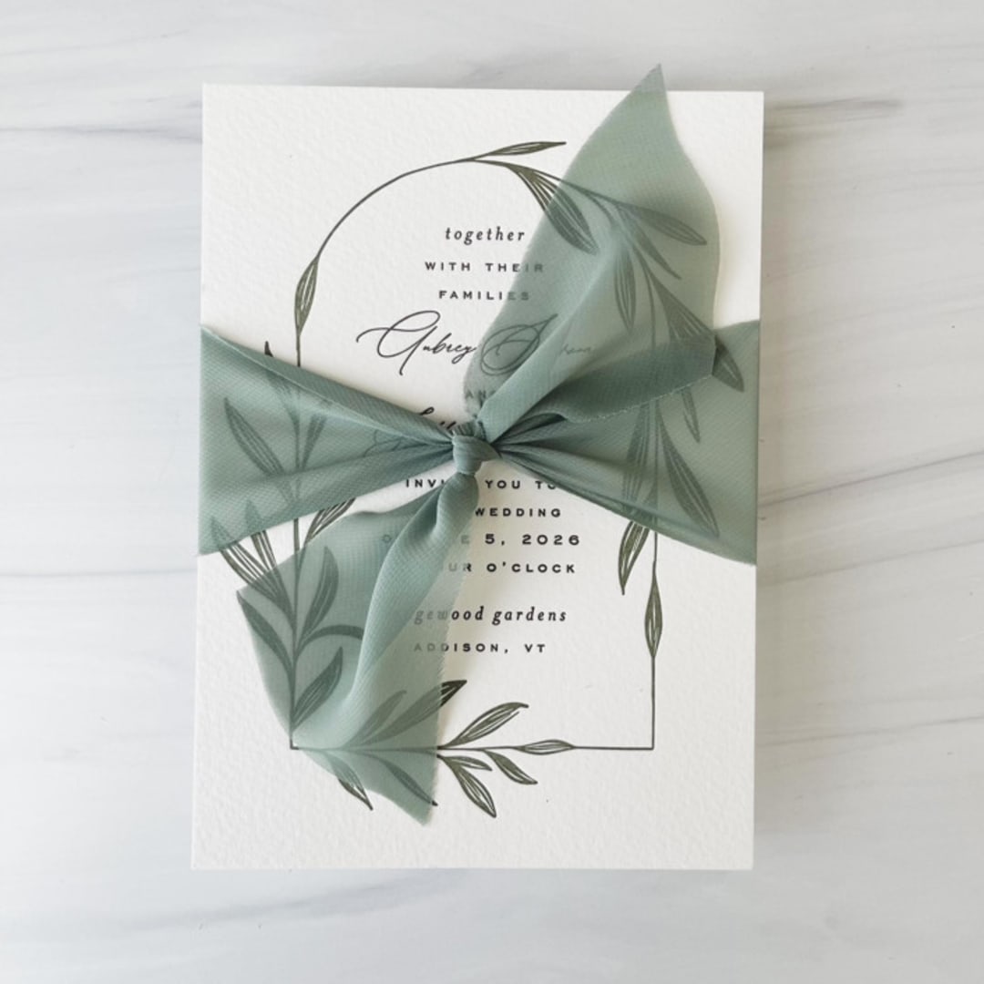 "2" Signature Sheer Ribbon - Vintage Sage" - Ribbons in green by Honey Silks Co