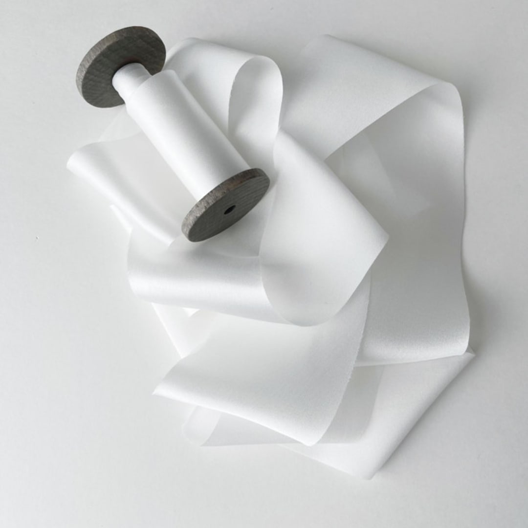"2" Silk Ribbon - Snow" - Ribbons in white by Honey Silks Co