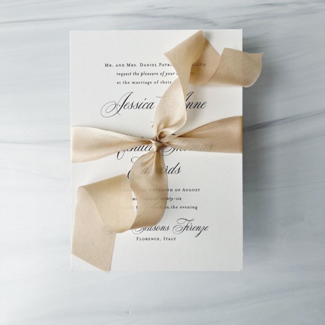 "Wedding Silk Ribbon 1” x 5 yards - Deep Champagne" - Ribbons in natural by Honey Silks Co