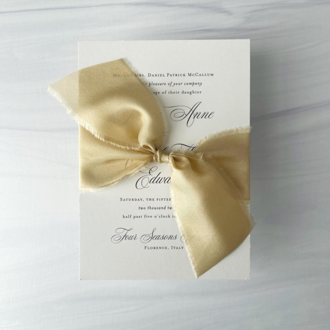 "Heirloom Collection Silk Ribbon - Antique Gold 2" x 5 yards" - Ribbons in gold by Honey Silks Co