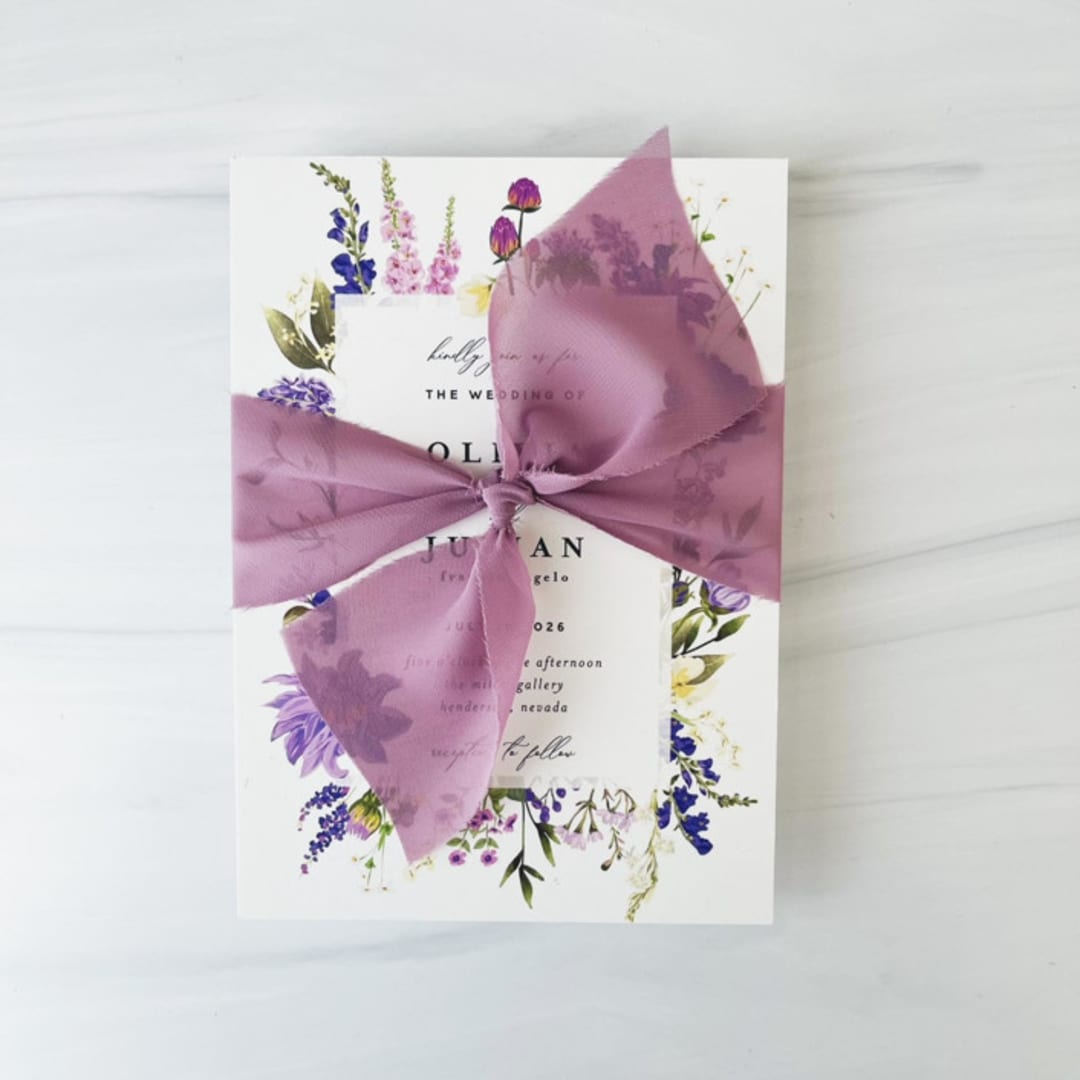 "2" Signature Sheer Ribbon - Laurel Blossom" - Ribbons in purple by Honey Silks Co