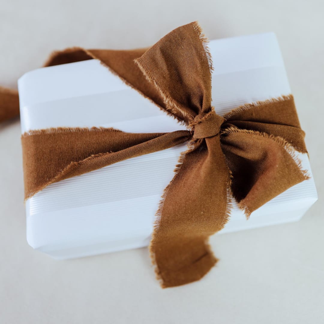 "Ribbon Linen 1.5" Wide Brown" - Ribbons in brown by Jordan Perry