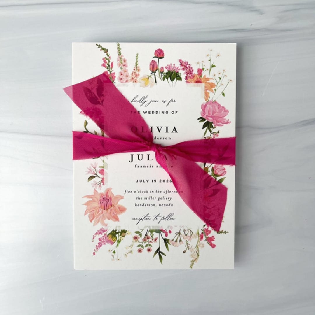 "Signature Sheer Invitation Ribbon - Pink Raspeberry" - Ribbons in pink by Honey Silks Co