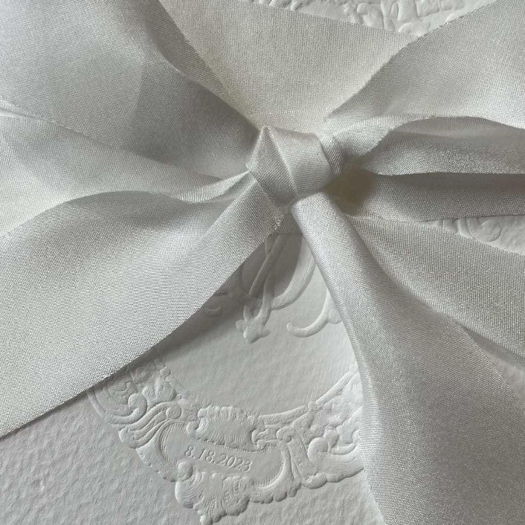 "White Hand Cut Silk Ribbon. 1" thickness" - Ribbons in white by Christopher Neubauer