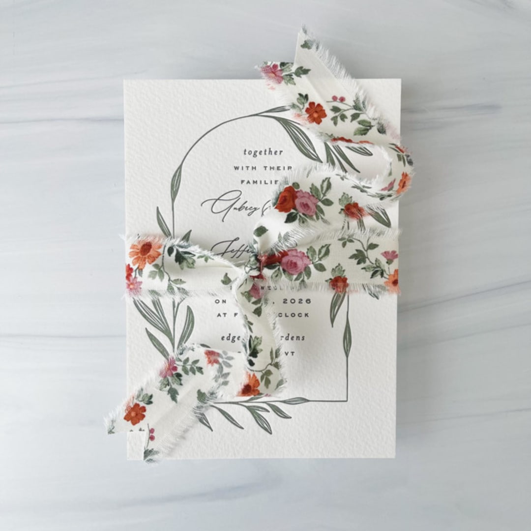 "1" Cotton Ribbon - Autumn Floral" - Ribbons in multicolor by Honey Silks Co