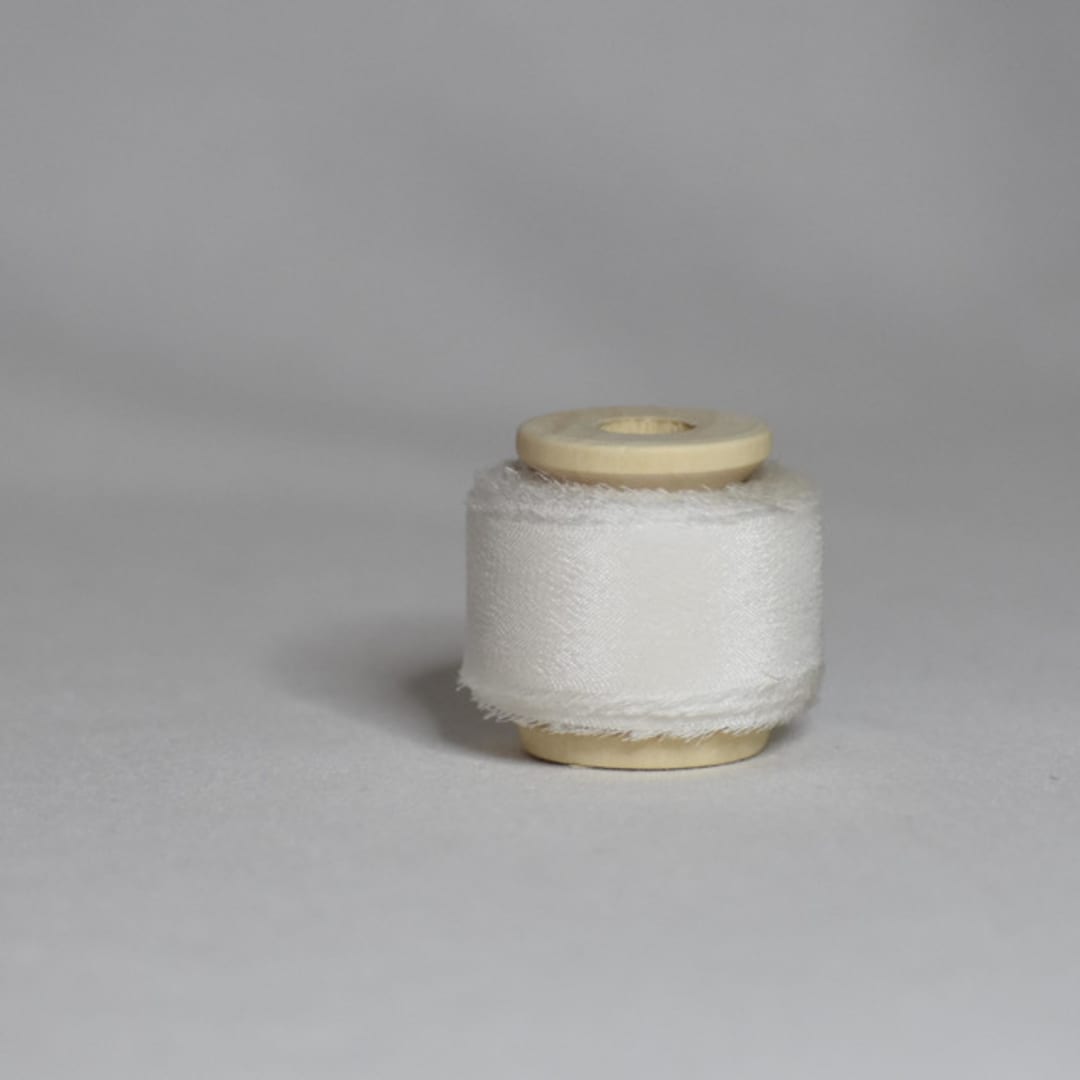 "Snow White 100% Silk Ribbon, Narrow" - Ribbons in white by Katelyn Cash