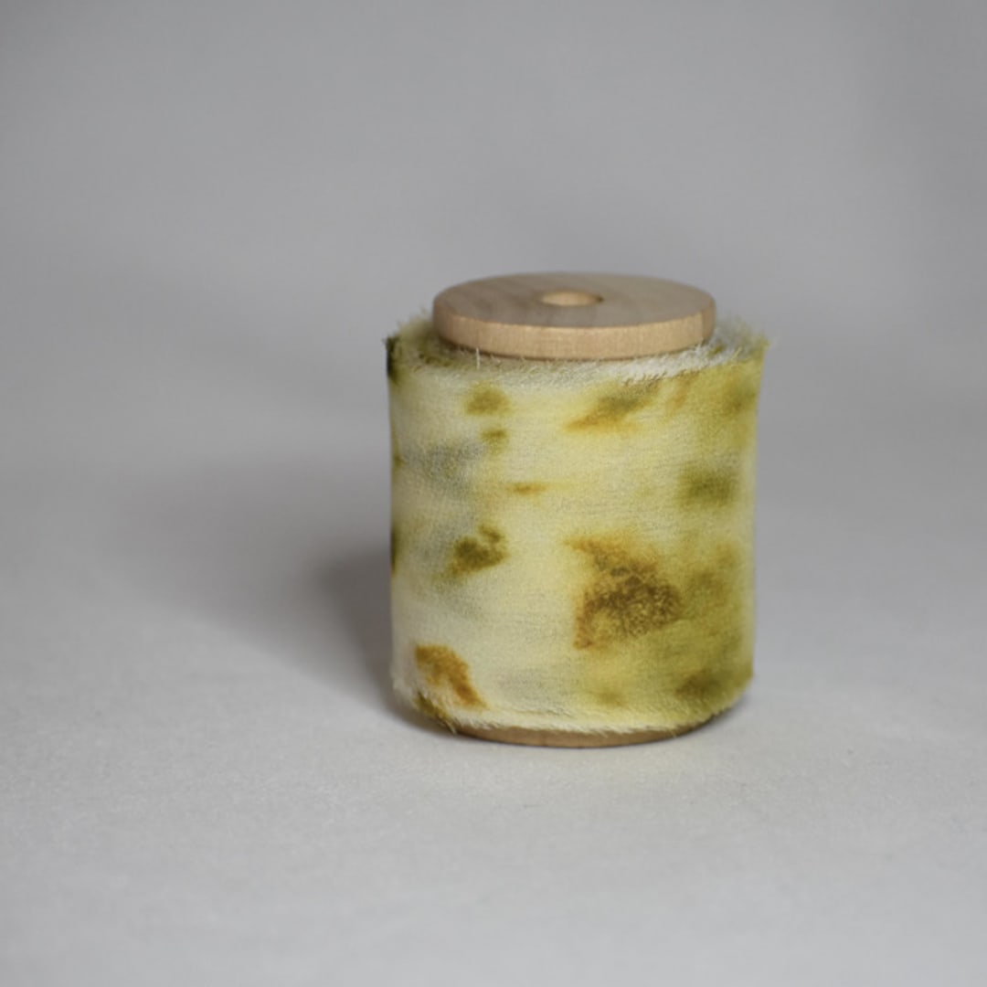 "Marigold Flower Gauzy Silk Ribbon" - Ribbons in yellow by Katelyn Cash