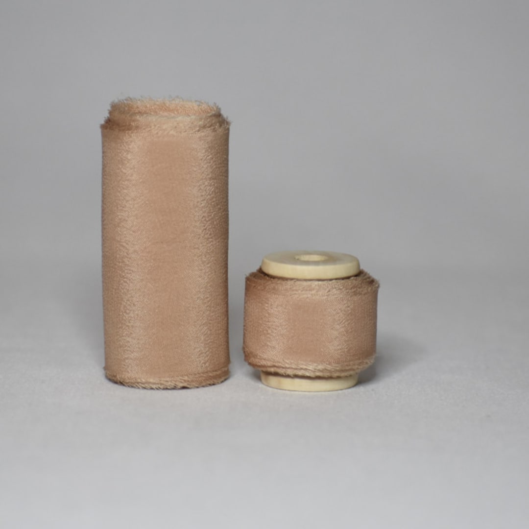 "Terra Plant-Dyed Silk Ribbon, Wide" - Ribbons in orange by Katelyn Cash