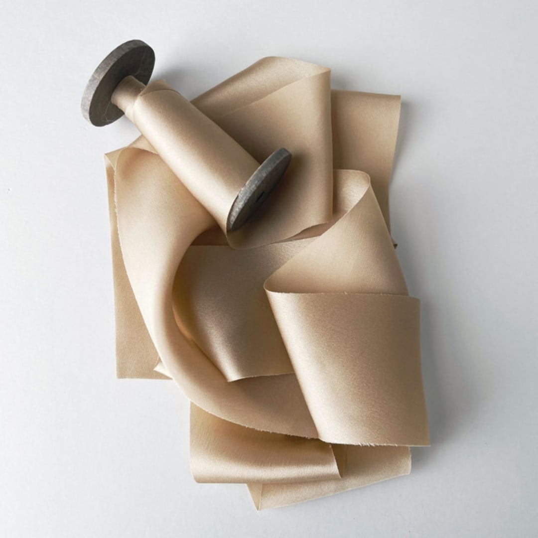 "2" Silk Ribbon - Wheat" - Ribbons in beige by Honey Silks Co