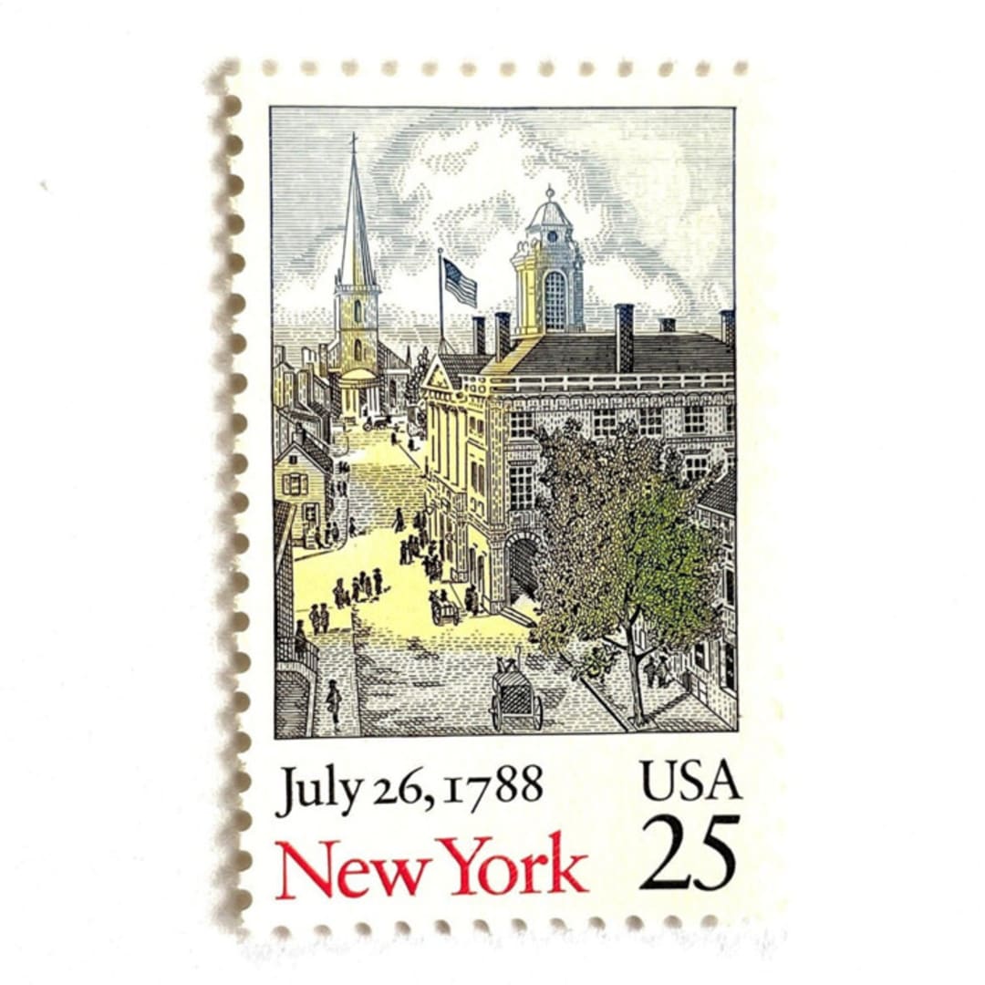""New York Bicentenary" Postage Stamps | Statehood Issue | Unused USPS Postage 25c | Pack of 10" - Postage Stamps in beige by Heritage Post House