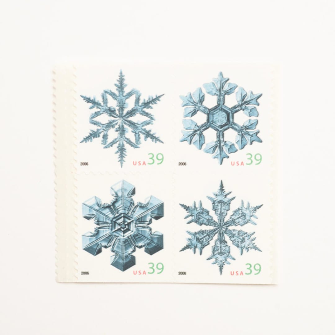 "39 Cent Holiday Snowflake Postage Stamps // Set of 12 // UNUSED" - Postage Stamps in blue by Flourish Fine Writing