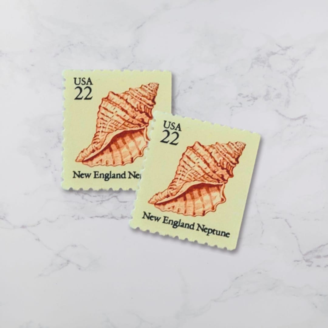 "New England Neptune | Vintage Stamp, 22 cents, 1985 | 5 each" - Postage Stamps in beige by The Silver Stamps