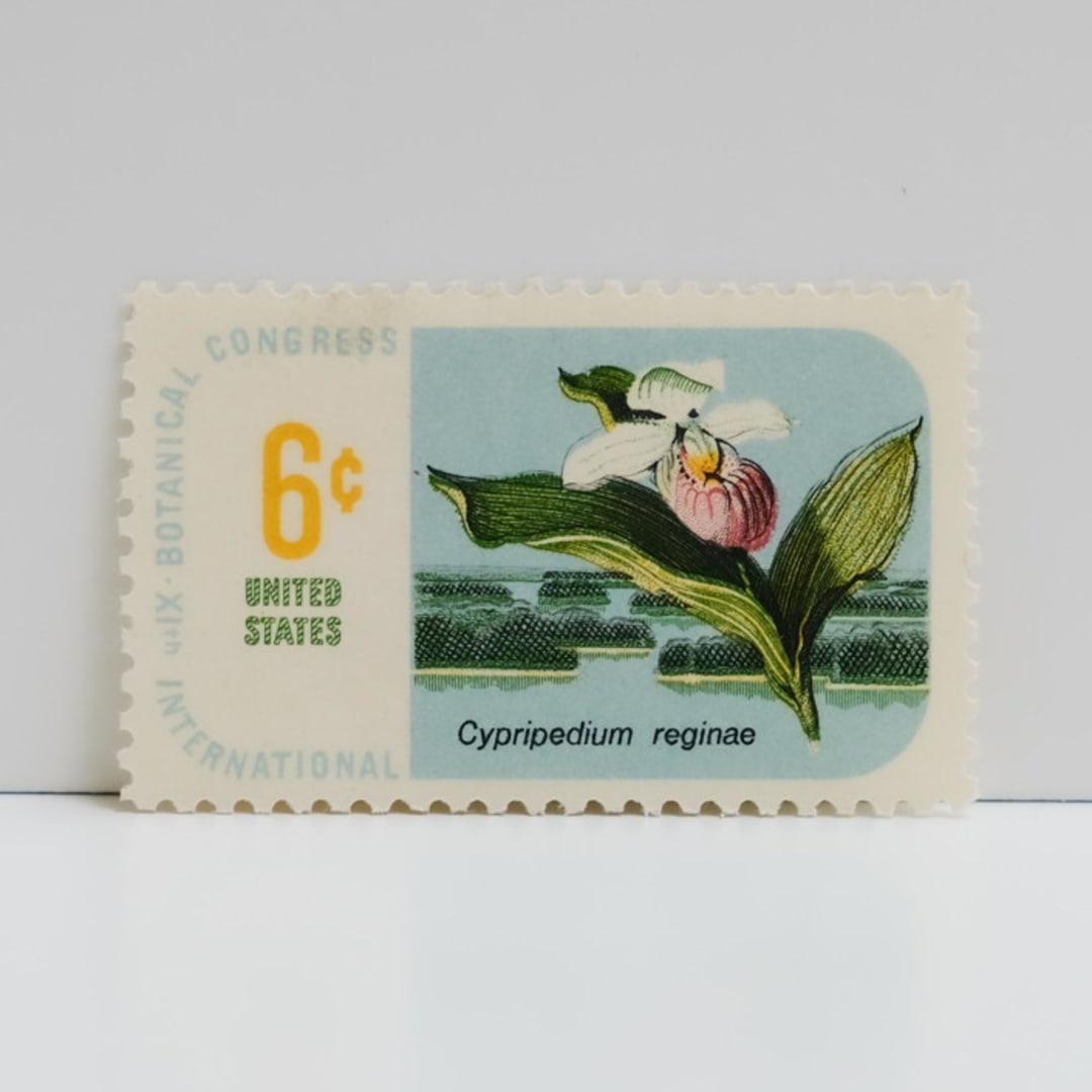 "Vintage Unused Stamps - Lady's Slipper Orchid, Botanical Collection, 6 cent - Set of 5" - Postage Stamps in multicolor by Tablo Post