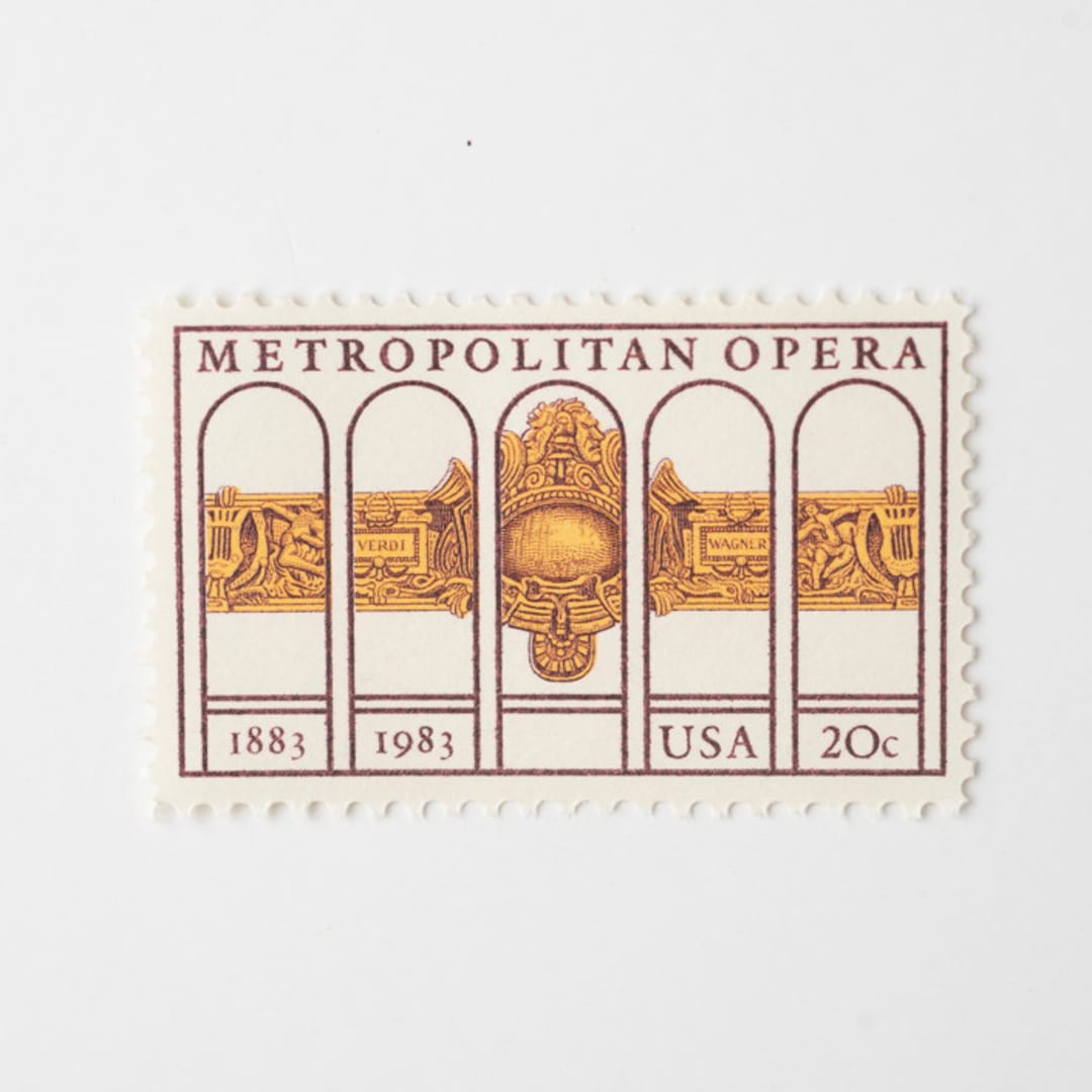 "20 Cent Metropolitan Opera Postage Stamps // Set of 10 // UNUSED Vintage Stamps" - Postage Stamps in gold by Flourish Fine Writing