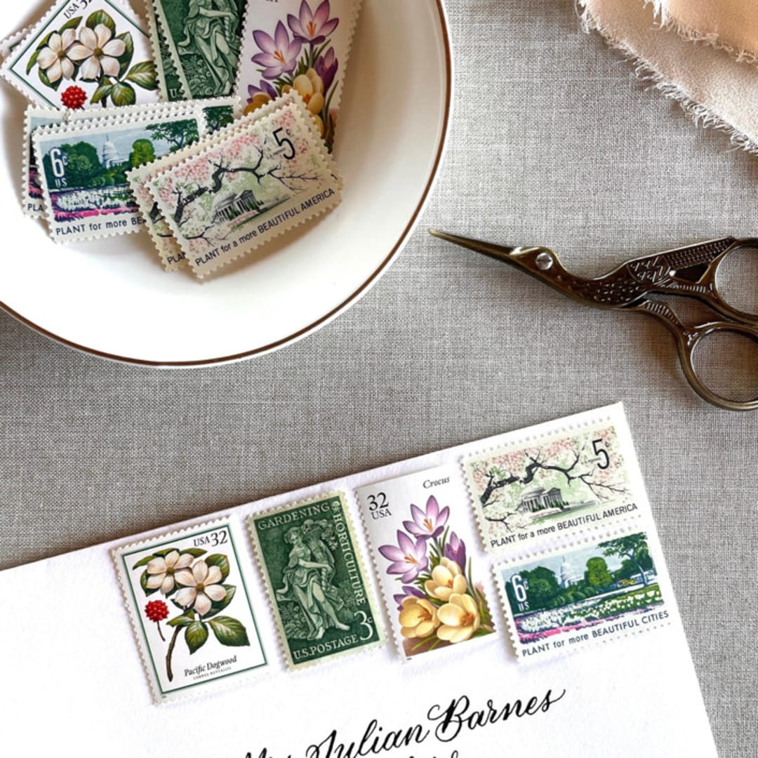 "Garden Botanical Vintage Postage, 10 Sets" - Postage Stamps in multicolor by Jennifer Kramer