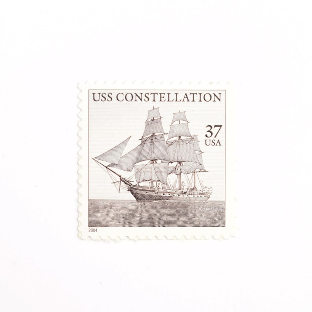 "37 Cent USS Constellation Postage Stamps // Set of 10 // UNUSED vintage postage" - Postage Stamps in gray by Flourish Fine Writing