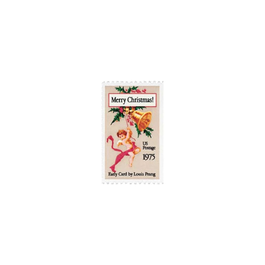 "10 Cent Angel & Bells Holiday Postage Stamps // Set of 10 // UNUSED Vintage Stamps" - Postage Stamps in natural by Flourish Fine Writing