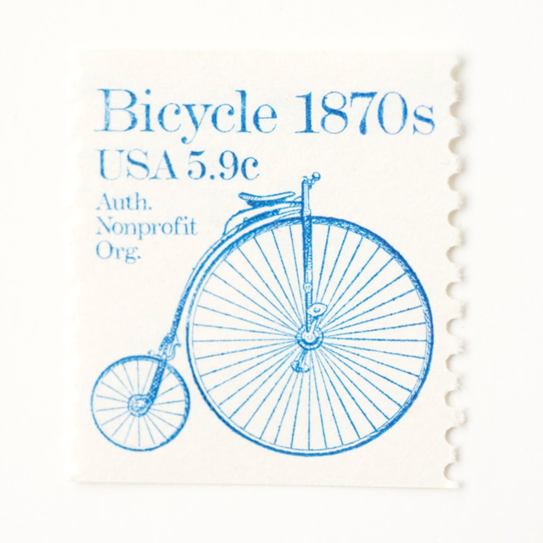 "5.9 Cent Blue Bicycle Postage Stamps // Set of 10 // UNUSED Vintage Postage" - Postage Stamps in blue by Flourish Fine Writing