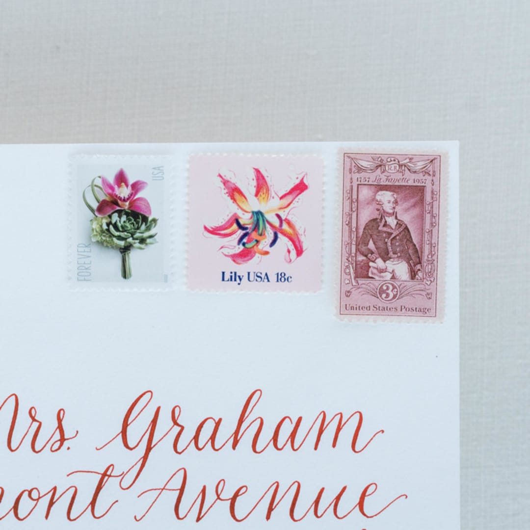 "Pink Floral Postage Collection" - Postage Stamps in pink by Little Postage House